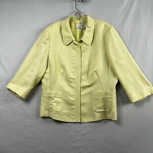 Emma James Liz Claiborne Jacket Yellow Linen Blend Blazer Womens 16